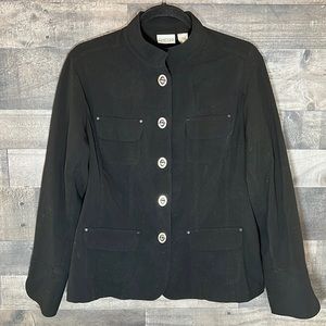 Black Chico’s Jacket with Silver Fasteners